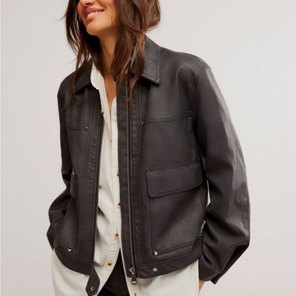 free people blair vegan leather jacket